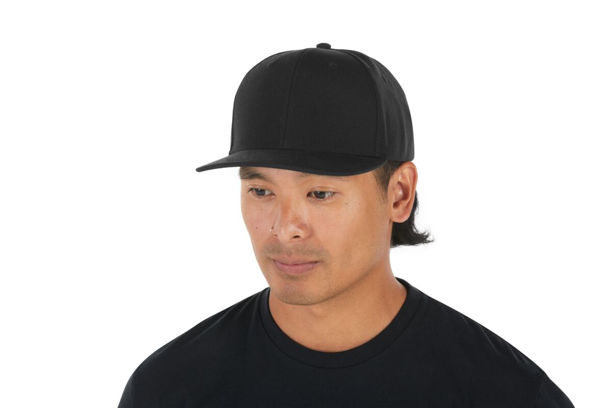 recycled-poly-classic-6-panel-hat-n7 WebPDP-HAT001002_Recycled_Poly_Classic_6Panel_Hat_Black_Studio_Harper_Studios_0723_Side_2__HAT001002OS.jpg