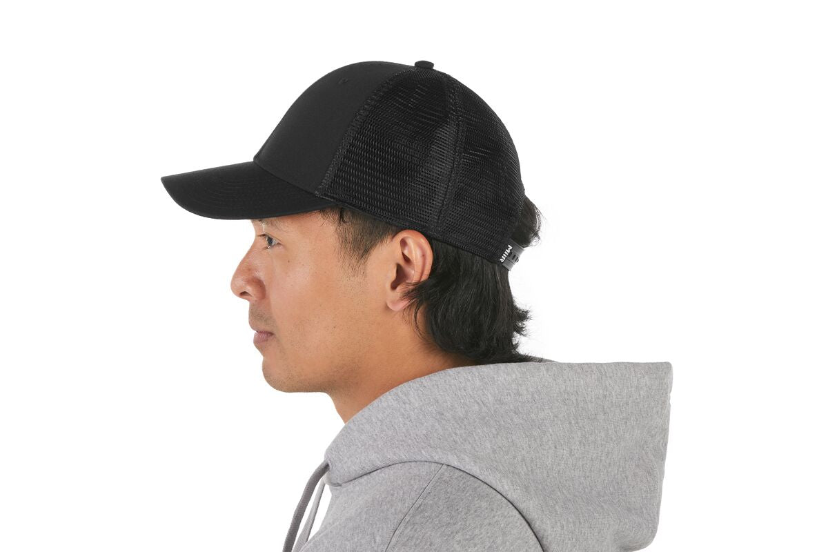 recycled-poly-low-profile-trucker-hat-k2 WebPDP-HAT002002_Recycled_Poly_Low_Profile_Trucker_Hat_Black_Studio_Harper_Studios_0723_Back__HAT002002OS.jpg