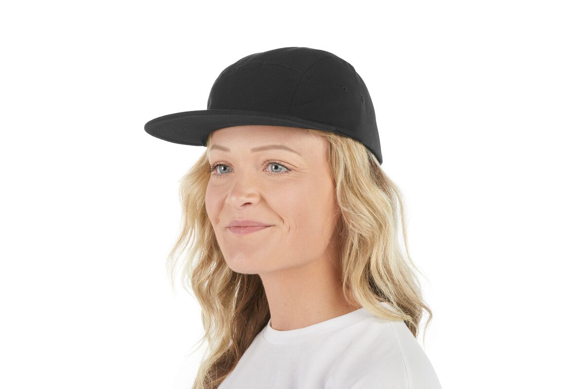 recycled-poly-flat-brim-5-panel-hat-s3 WebPDP-HAT003002_Recycled_Poly_Flat_Brim_5Panel_Hat_Black_Studio_Harper_Studios_0723_Front_2__HAT003002OS.jpg