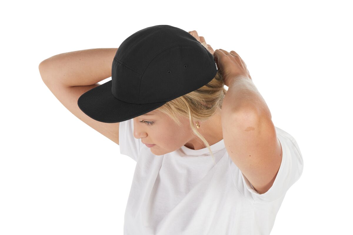 recycled-poly-flat-brim-5-panel-hat-s3 WebPDP-HAT003002_Recycled_Poly_Flat_Brim_5Panel_Hat_Black_Studio_Harper_Studios_0723_Side_4__HAT003002OS.jpg